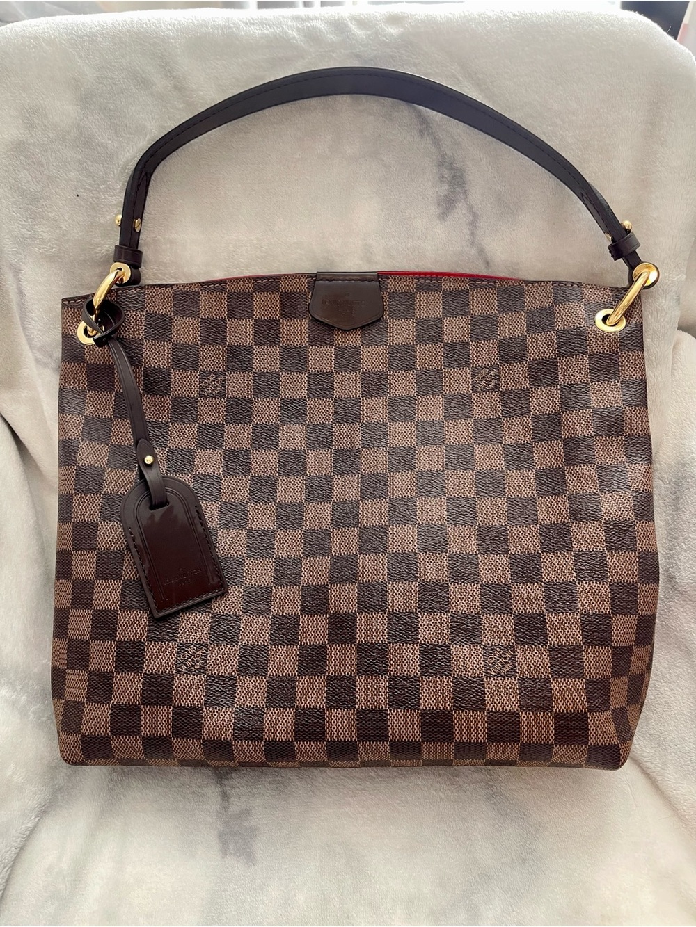Louis Vuitton Brown Damier Ebene Shoulder Bag with Dark Trim